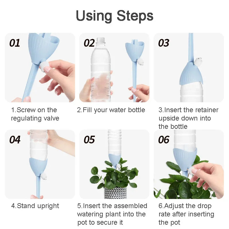 4-Pack Adjustable Self Watering Drip Irrigation System for Plants Drip Irrigation Dripper Peaceful Pleasures Health and Wellness