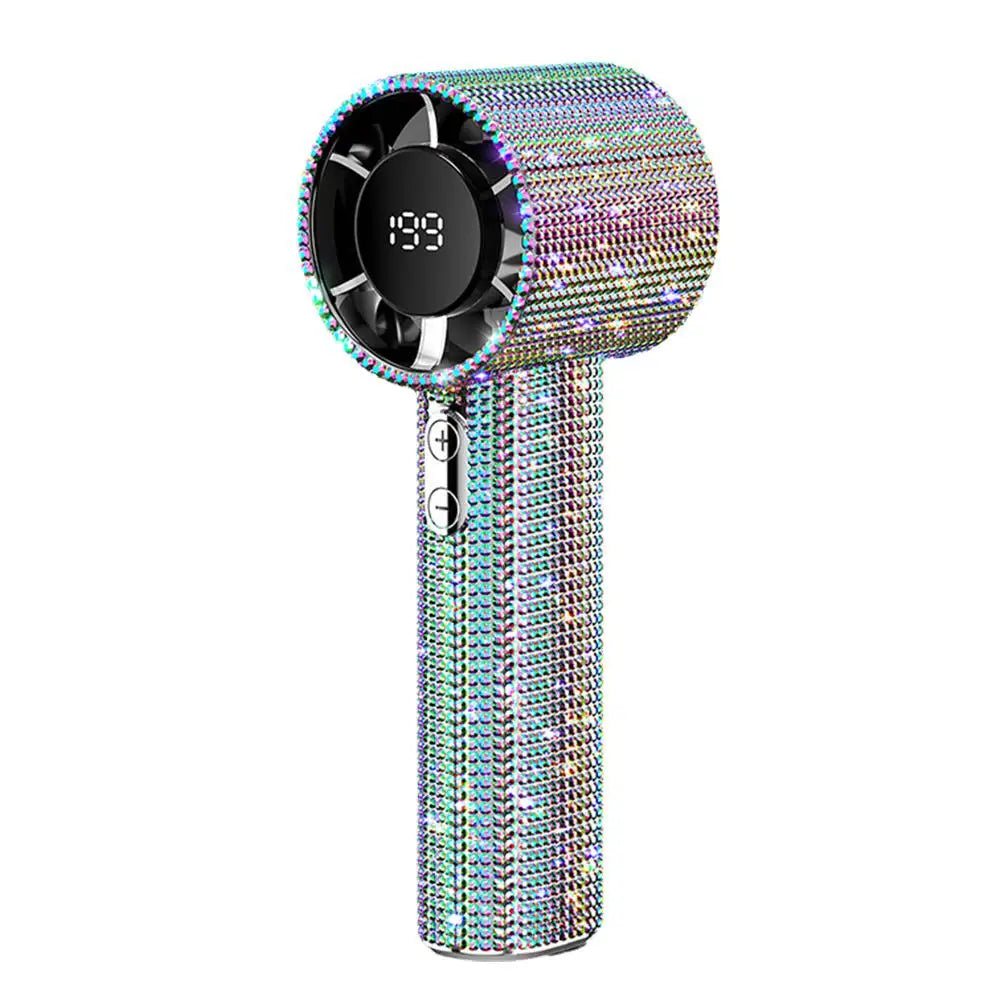 Portable Handheld Turbo Fan Luxury Modes Digital Electric Fan Handheld Turbo Fan 3 Gear Wind Long Battery Life With Digital Peaceful Pleasures Health and Wellness B