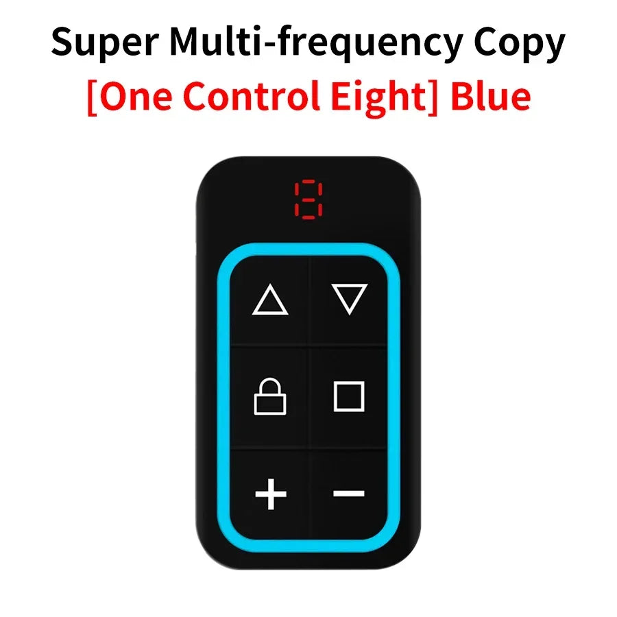 433Mhz 8 in 1 Universal Garage Door Remote Controller Key Duplicator Multi-frequency 300-915Mhz Garage Door Opener Rechargeable Peaceful Pleasures Health and Wellness 8 Channels Blue