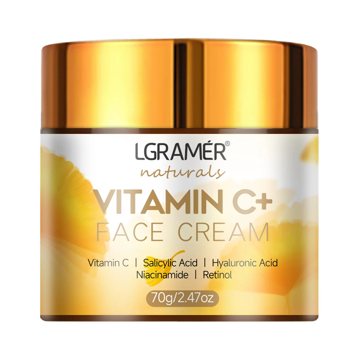 Vitamin C Face Cream Retinol Smooth Wrinkle Moisturizing Firming Hyaluronic Lightening Repairing Smooth Skincare Whitening Cream Peaceful Pleasures Health and Wellness 70g