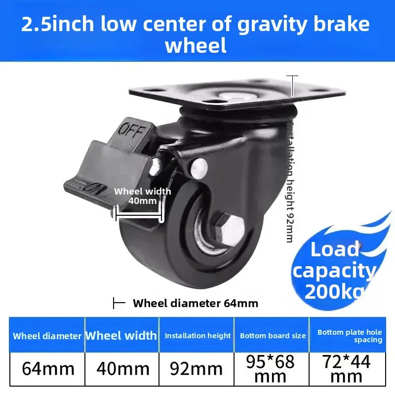 Heavy Duty Swivel Caster Wheels 1.5–3" with Safety Lock Brake
