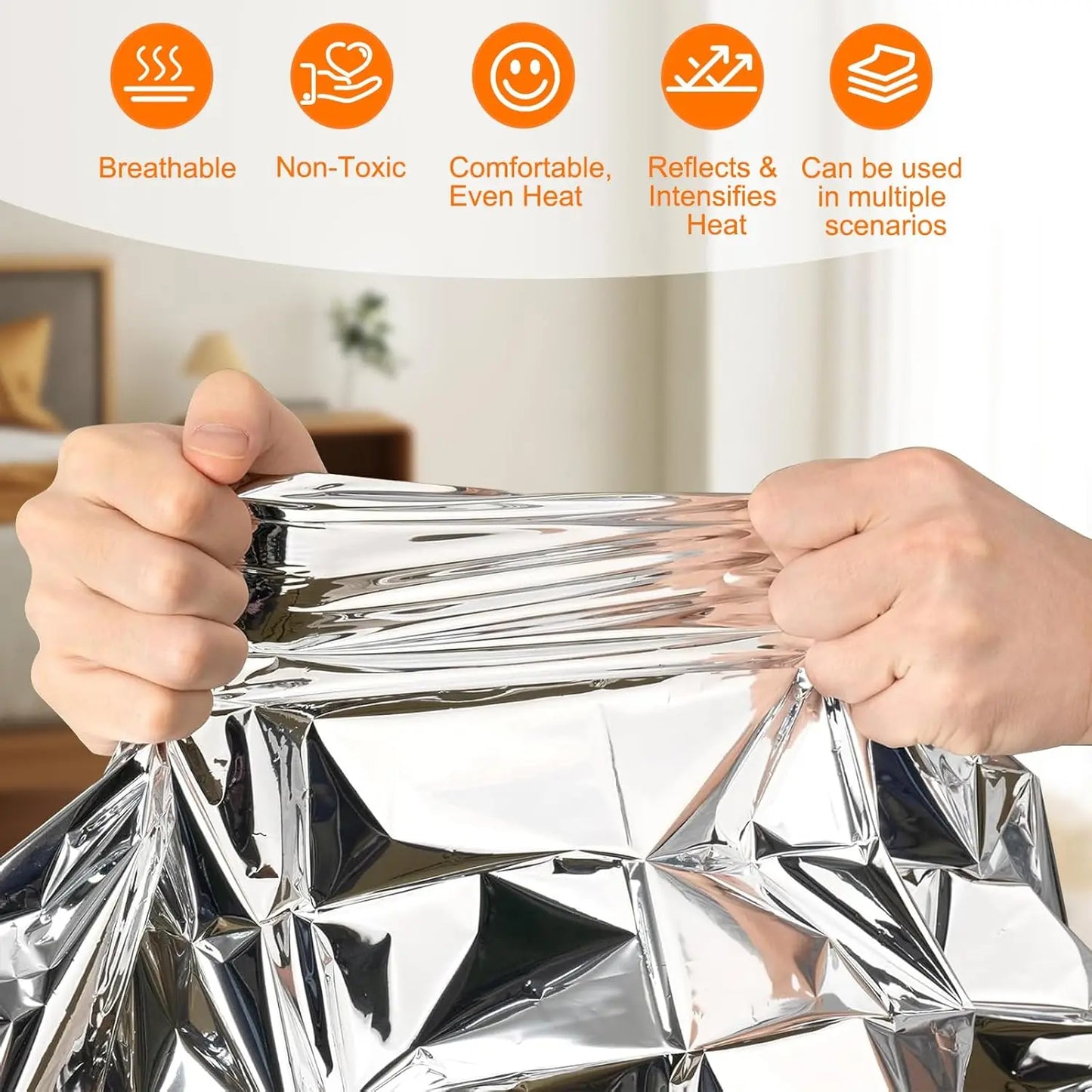 140x210cm Emergency Blanket Outdoor Survive First Aid Rescue Kit Windproof Waterproof Foil Thermal Blanket for Outdoors Camping Peaceful Pleasures Health and Wellness