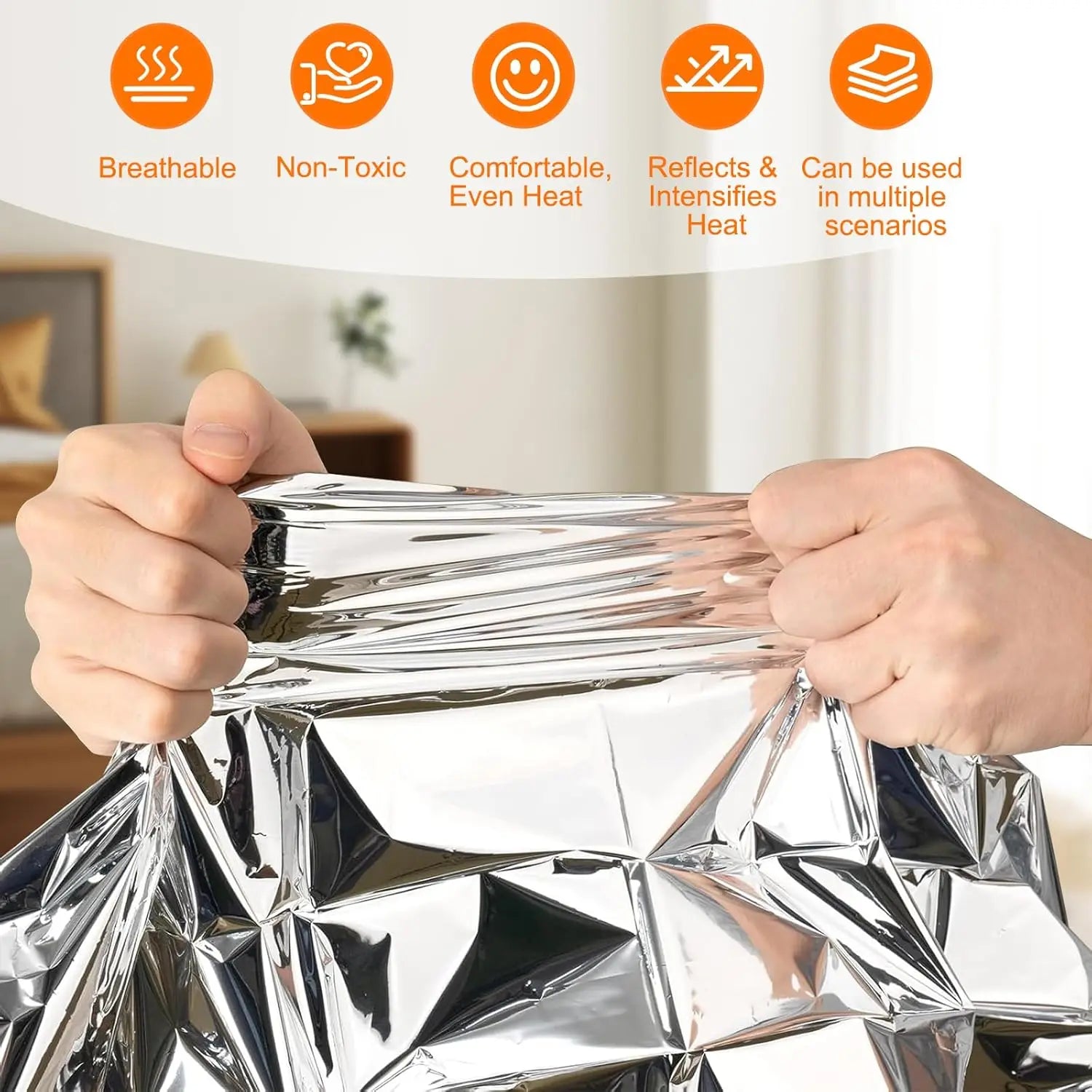 140x210cm Emergency Blanket Outdoor Survive First Aid Rescue Kit Windproof Waterproof Foil Thermal Blanket for Outdoors Camping Peaceful Pleasures Health and Wellness