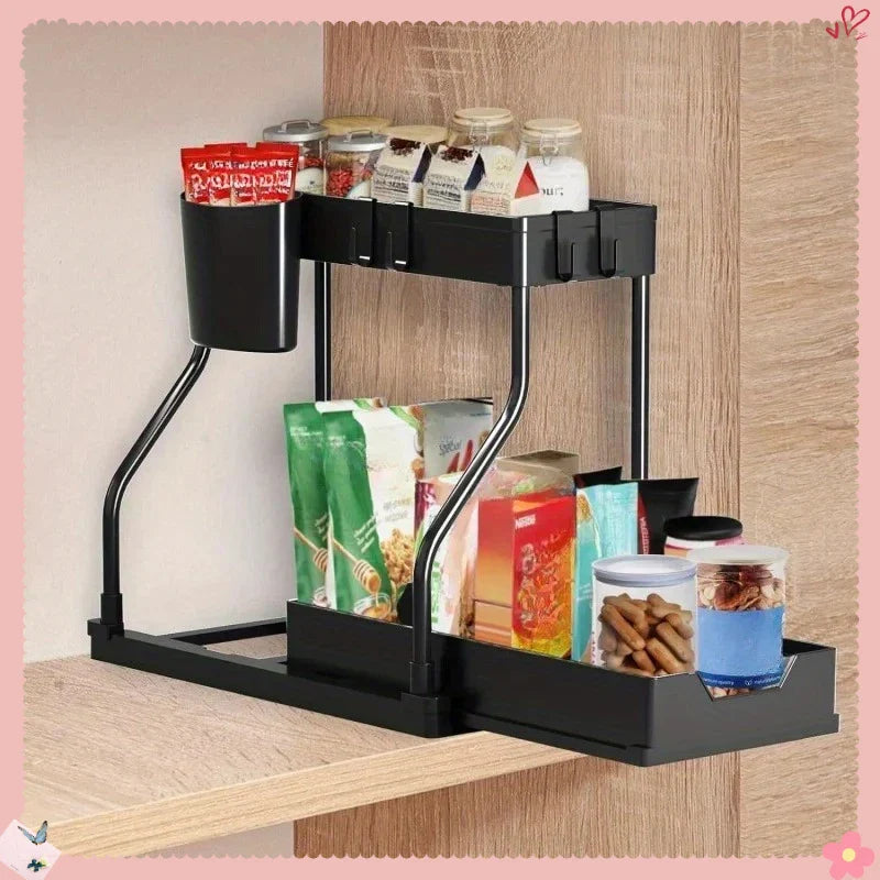 Multi-Layer Pull-Out Storage Rack | Kitchen & Bathroom