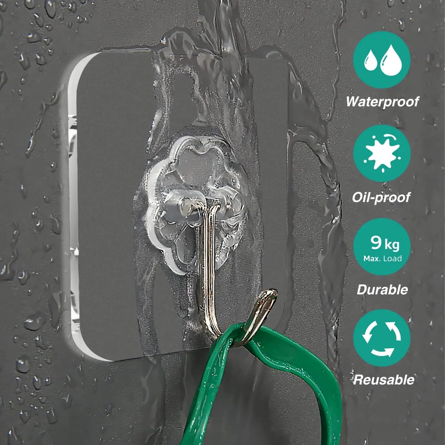 Transparent Self-Adhesive Wall Hooks – No-Drill, Bulk 10–100 Pcs
