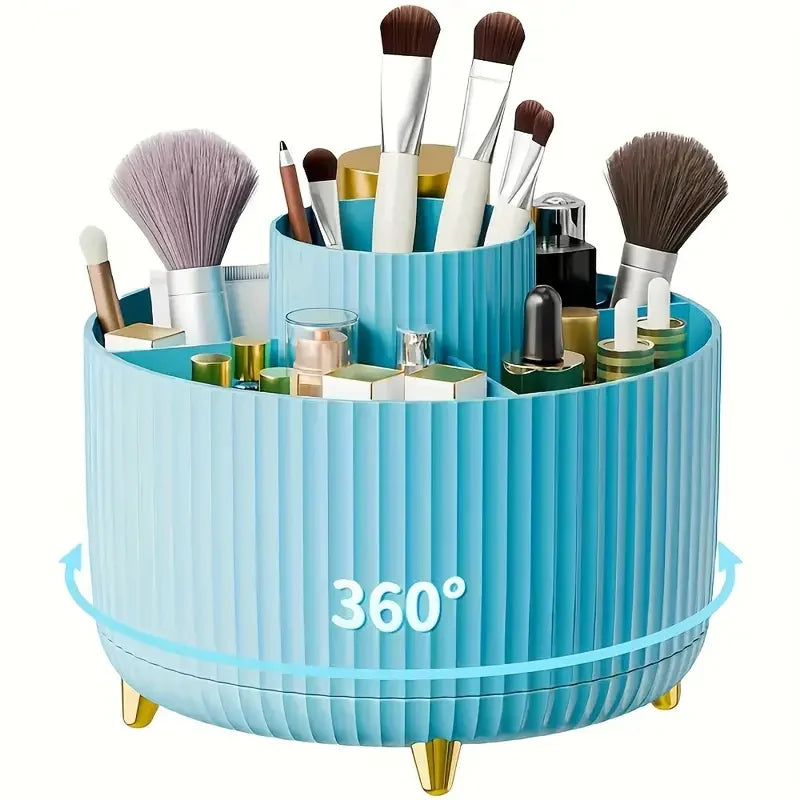 360° Rotating Makeup Brush Holder – 5-Slot Cosmetic Organizer