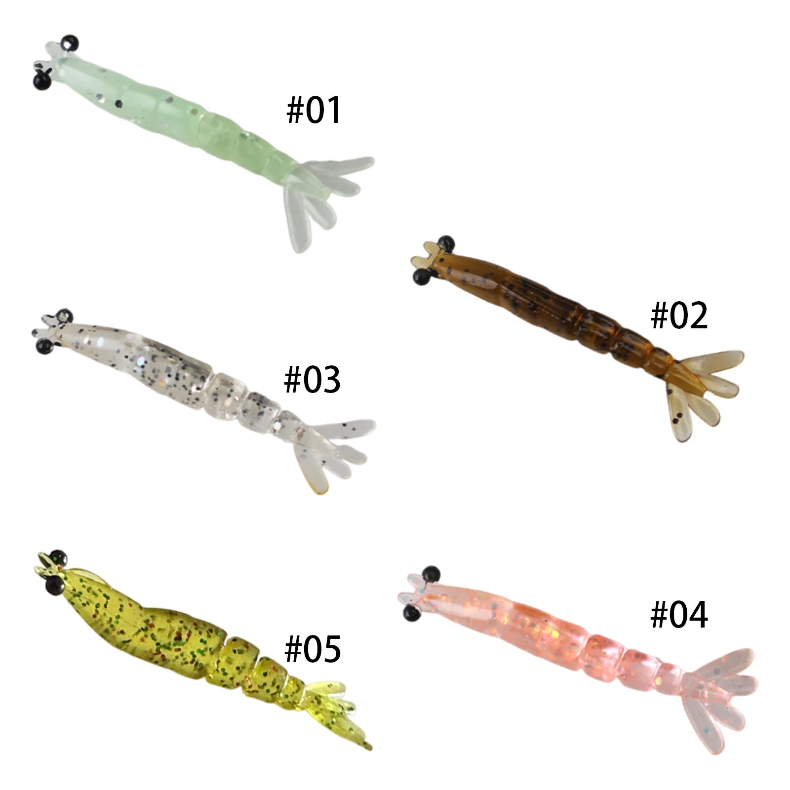 20Pcs Mini Shrimp Lure Multi-Segmented Soft Worm Shrimp Fishing Lure Realistic Shrimps Bass Bait For Saltwater & Freshwater Peaceful Pleasures Health and Wellness