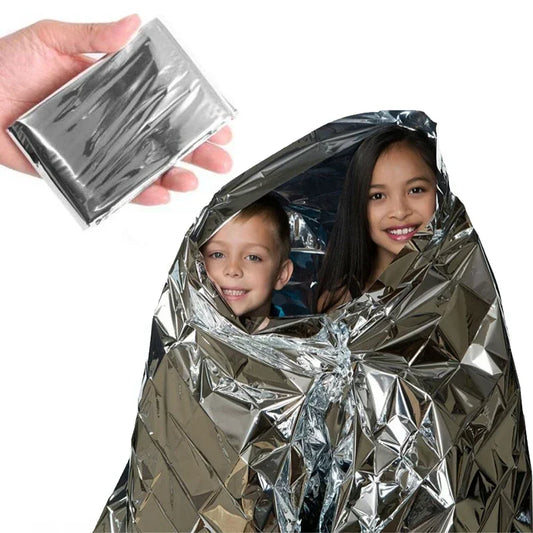 Emergent Blanket Mylar Thermal Outdoor Survive First Aid Kit Rescue Space Foil Camp Hike Mountaineer Bug Out Bag Heat Retain Peaceful Pleasures Health and Wellness