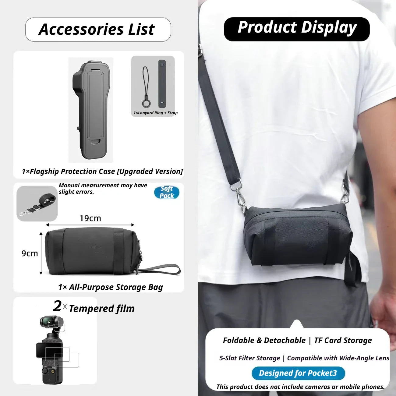 DJI Osmo Pocket 3 Flip Case with 4 Filter Slots & Lanyard