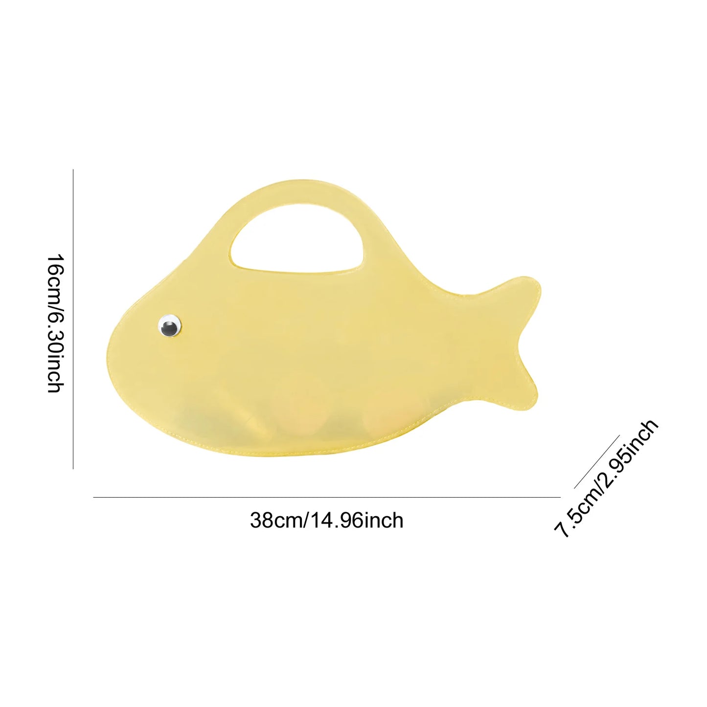 Funny Fish-Shape Clutch Purse Large Capacity Cute Solid Color Tote Handbag Transparent Lightweight Commute Clear Jelly Pack Peaceful Pleasures Health and Wellness