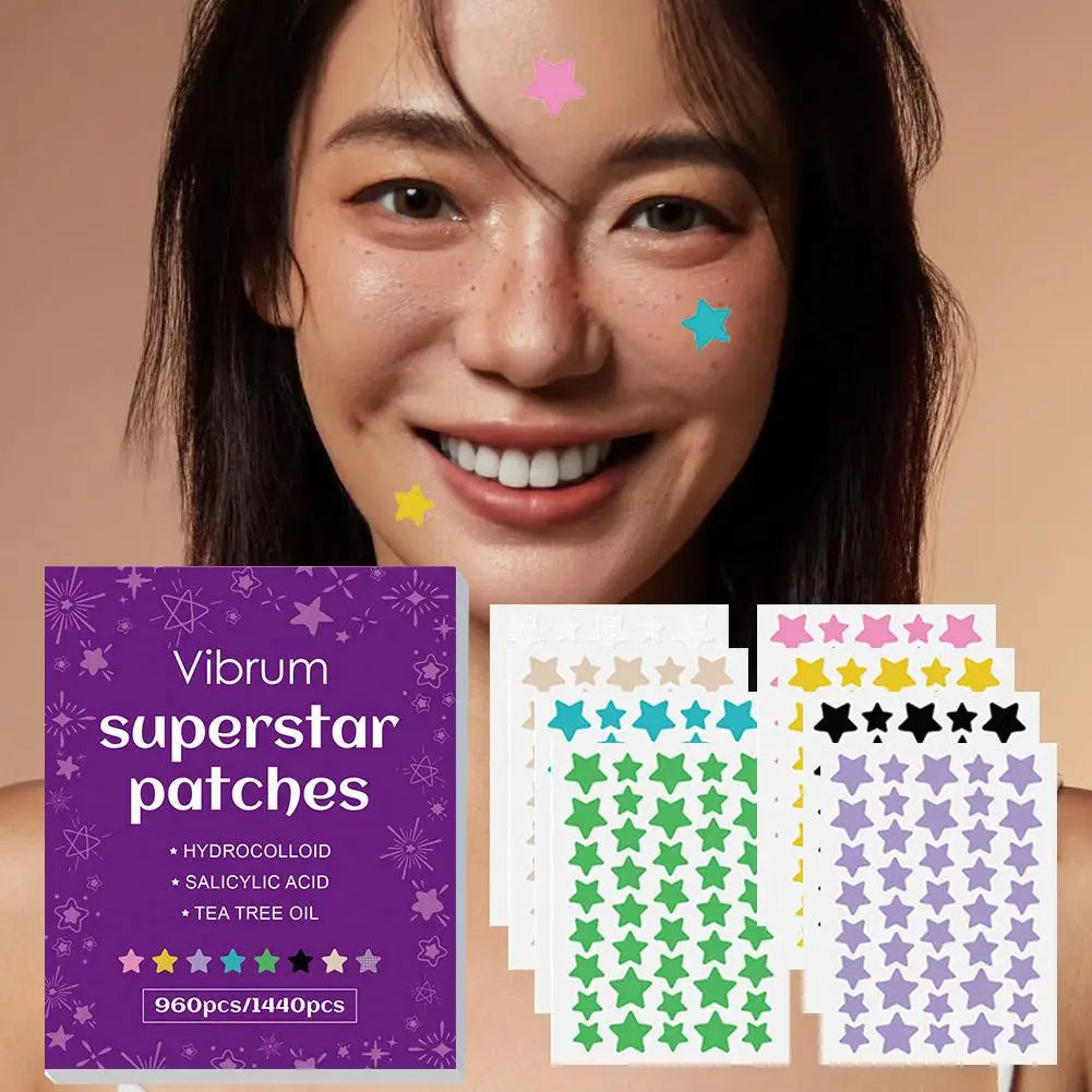 Colorful Star Hydrocolloid Pimple Patches | 960–1440 Pcs