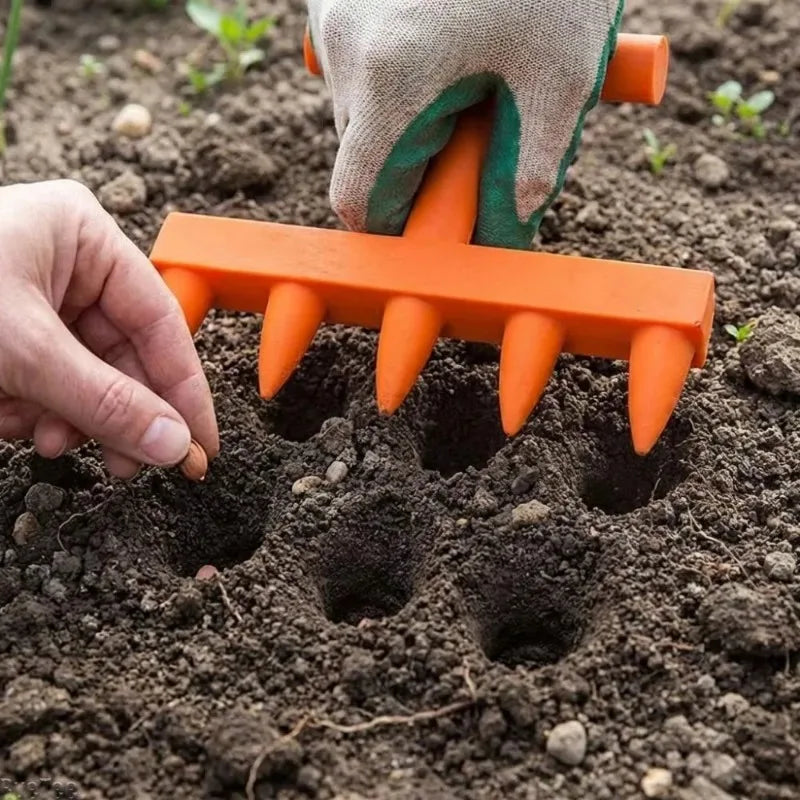 5-Hole Garden Seed Dibber Planter | Manual Seeding Puncher Tool