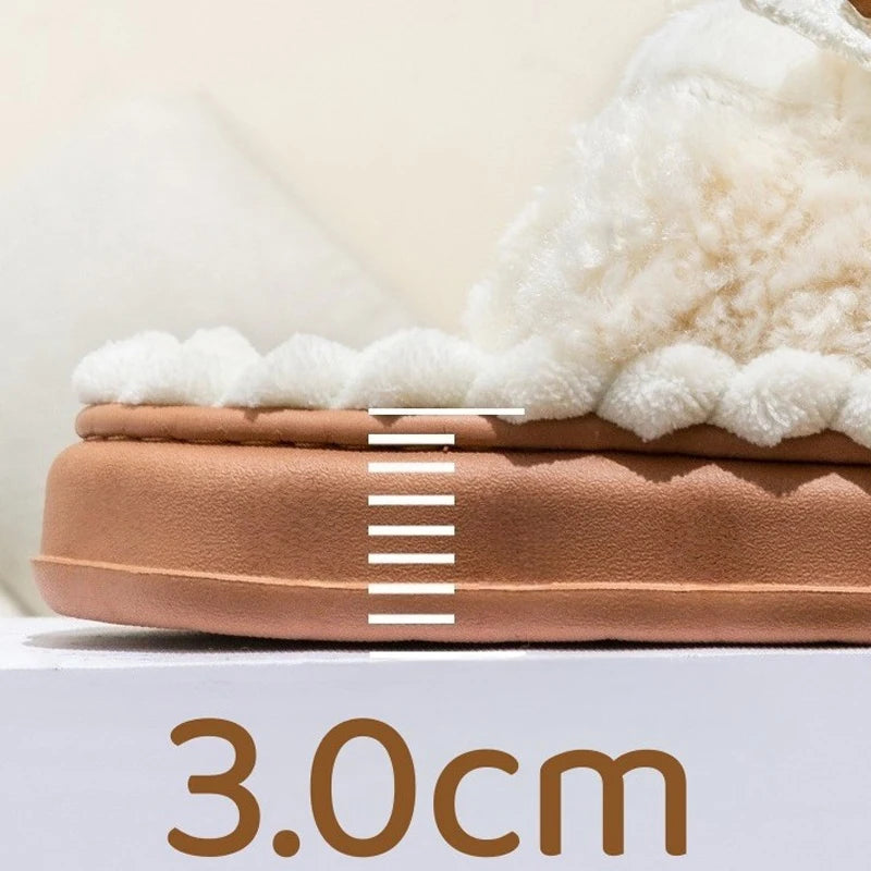 Women's Bow Plush Slippers – Warm Anti-Slip Indoor House Shoes