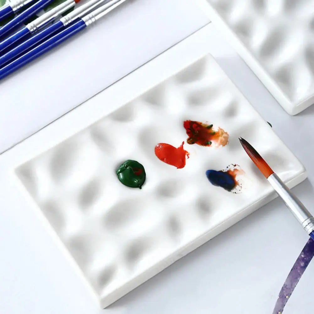 Multi Compartment Ceramic Paint Palette Professional Smooth Surface Rectangular Pothole Pigment Tray DIY Easy To Rinse Peaceful Pleasures Health and Wellness