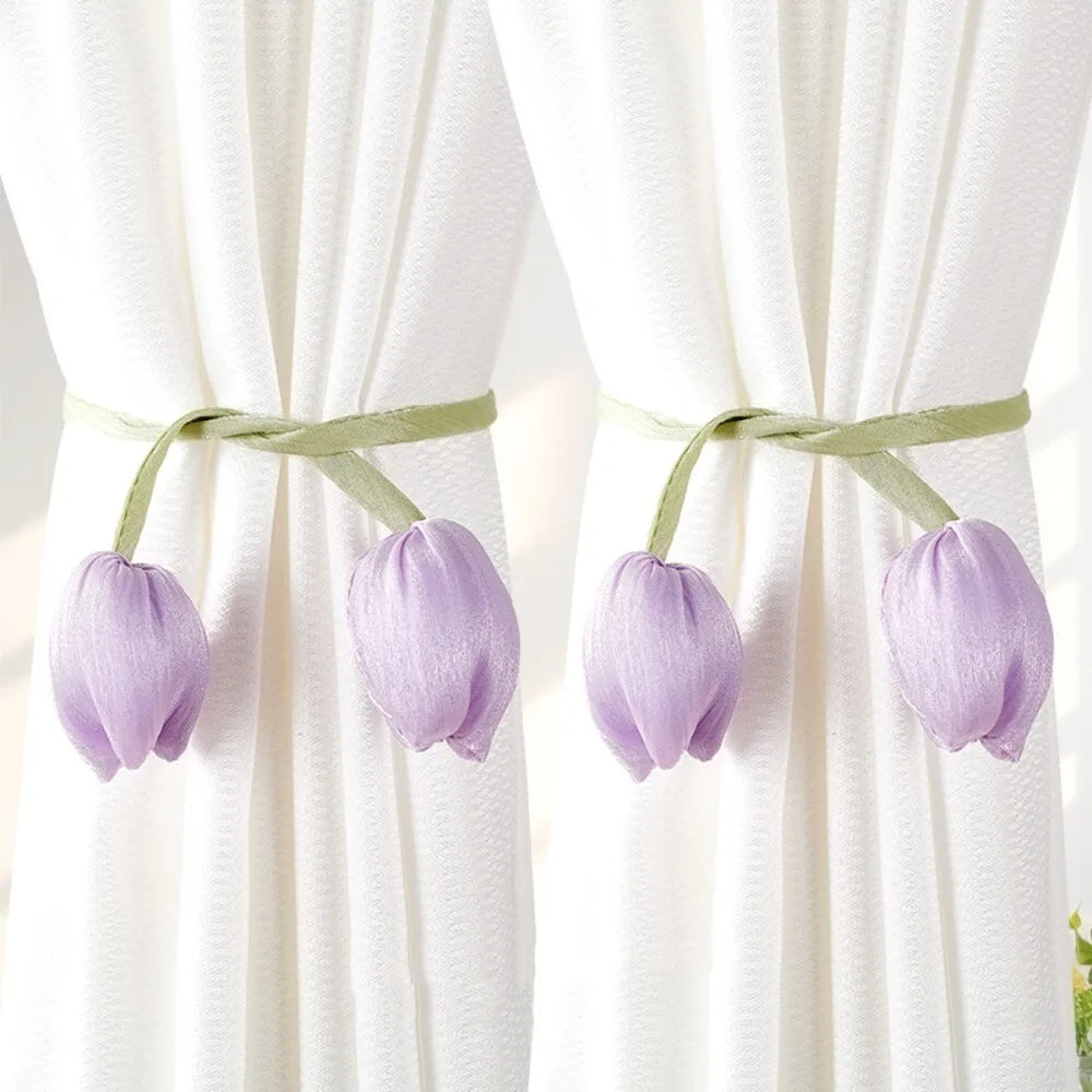 Tulip Curtain Tiebacks | Adjustable Cotton Tie Rope, Set of 2
