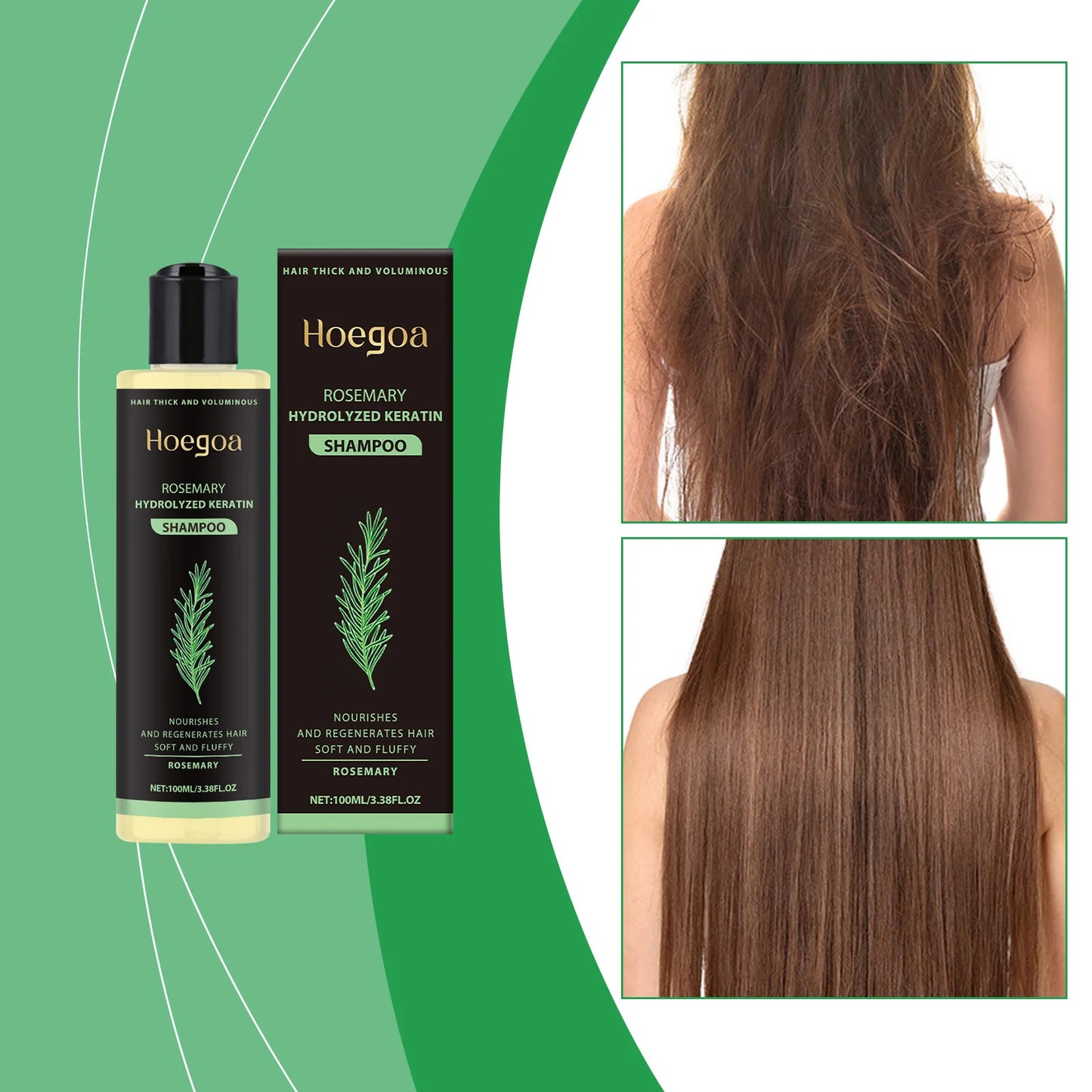 3pcs Rosemary Hair Growth Shampoo Thickening Hydrolyzed Keratin Dry Frizzy Damaged Repair Moisturizing Scalp Cleaning Shampoo Peaceful Pleasures Health and Wellness