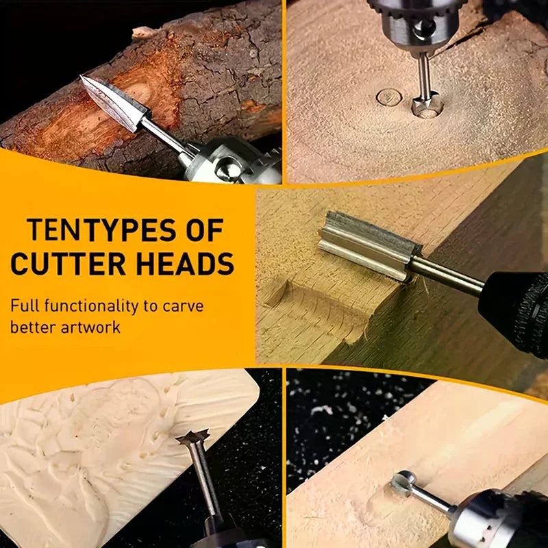 5/6 Pcs Wood Carving Drill Bits Set | 3mm Shank Rotary Tool