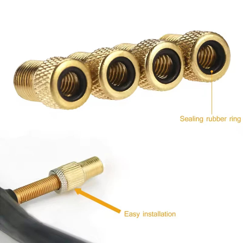 Copper Golden Bike Tire Valve Adapter – F/V to A/V Converter Bike Valve Adapter Peaceful Pleasures Health and Wellness