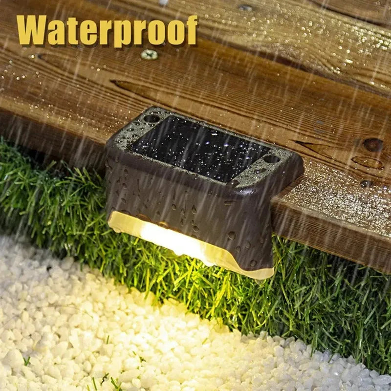 Solar LED Stair Lights Outdoor Waterproof Step Garden Lamps
