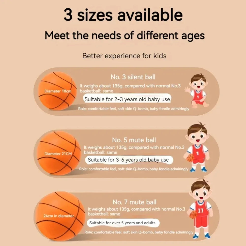 Kids Indoor Silent PU Foam Basketball – Mute Bounce Ball Peaceful Pleasures Health and Wellness