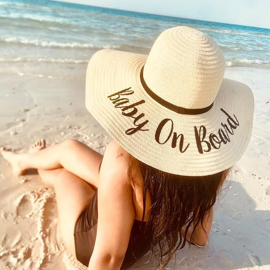 Baby on Board Straw Hat | Pregnancy Announcement & Baby Shower Novelty Straw Hat Peaceful Pleasures Health and Wellness