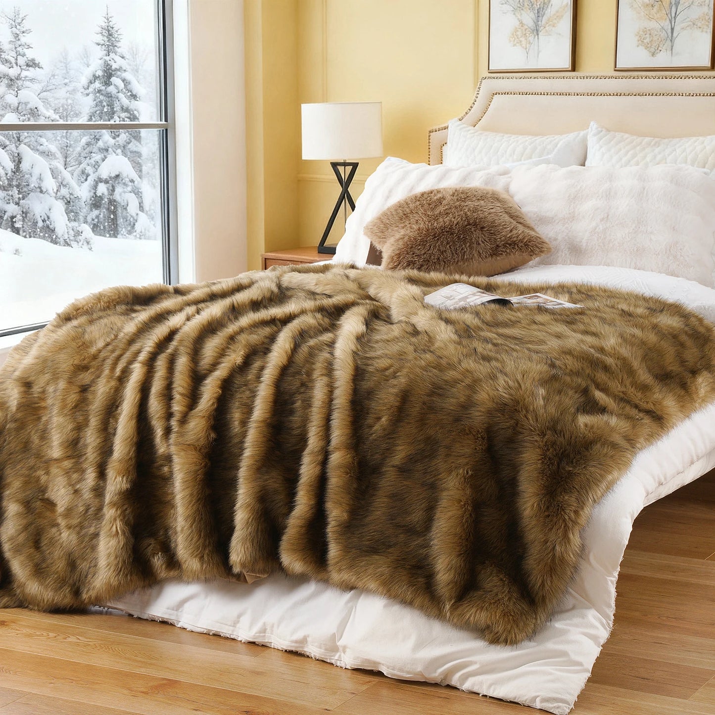 Battilo Faux Fur Throw Blanket – Soft Fluffy Luxury King Size