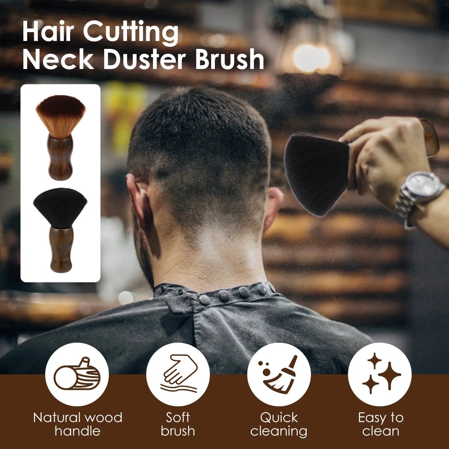 Professional Barber Neck Duster Brush | Wooden Handle Soft Bristles Barber Neck Brush Peaceful Pleasures Health and Wellness