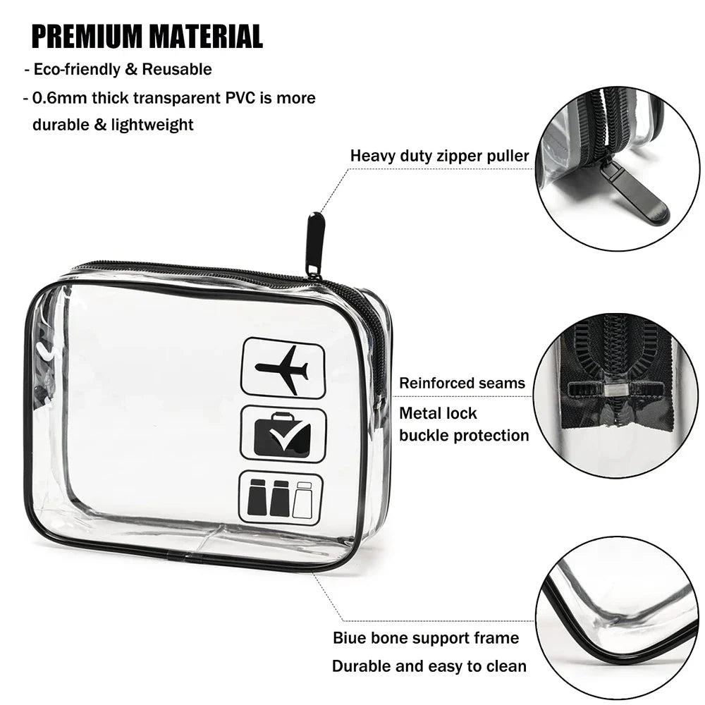 3-Pack Clear TSA Toiletry Bags – Airline Compliant Travel Pouches