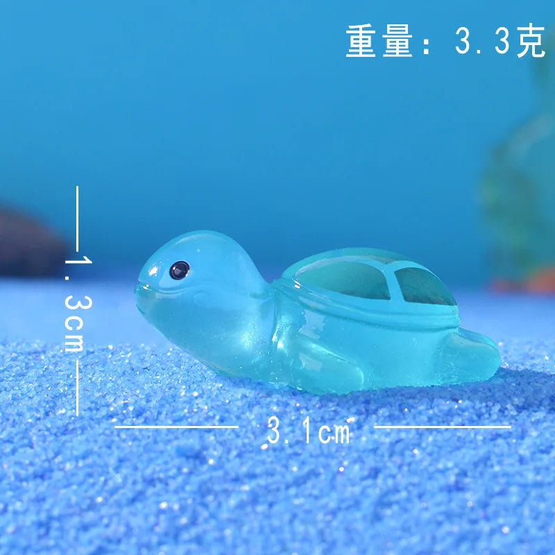 1PCS Resin Glow Turtle Mini Ornaments DIY Craft Supplies Aquarium Decor Christmas Party Birthday Wedding Home Decor Gifts fairy Peaceful Pleasures Health and Wellness green blue