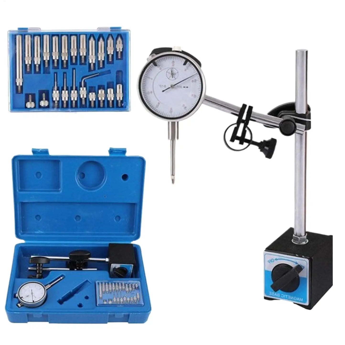 Dial Indicator Magnetic Base Long Arm 0-1" Precision Gauge