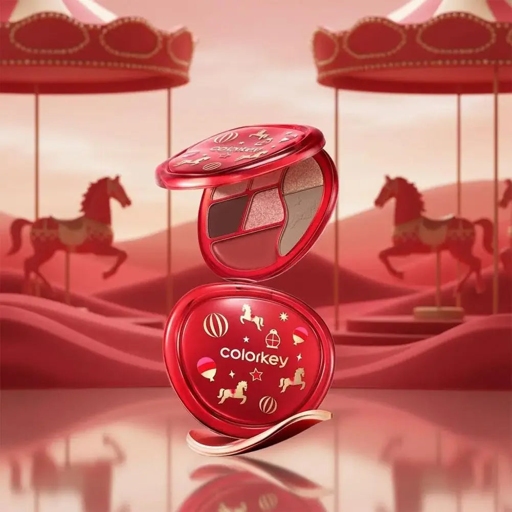 COLORKEY [Year of the Horse Limited Edition] Water Mist Lip Glaze Set Unique Gift Box Matte Velvet Lipstick Eyeshadow Makeup Peaceful Pleasures Health and Wellness