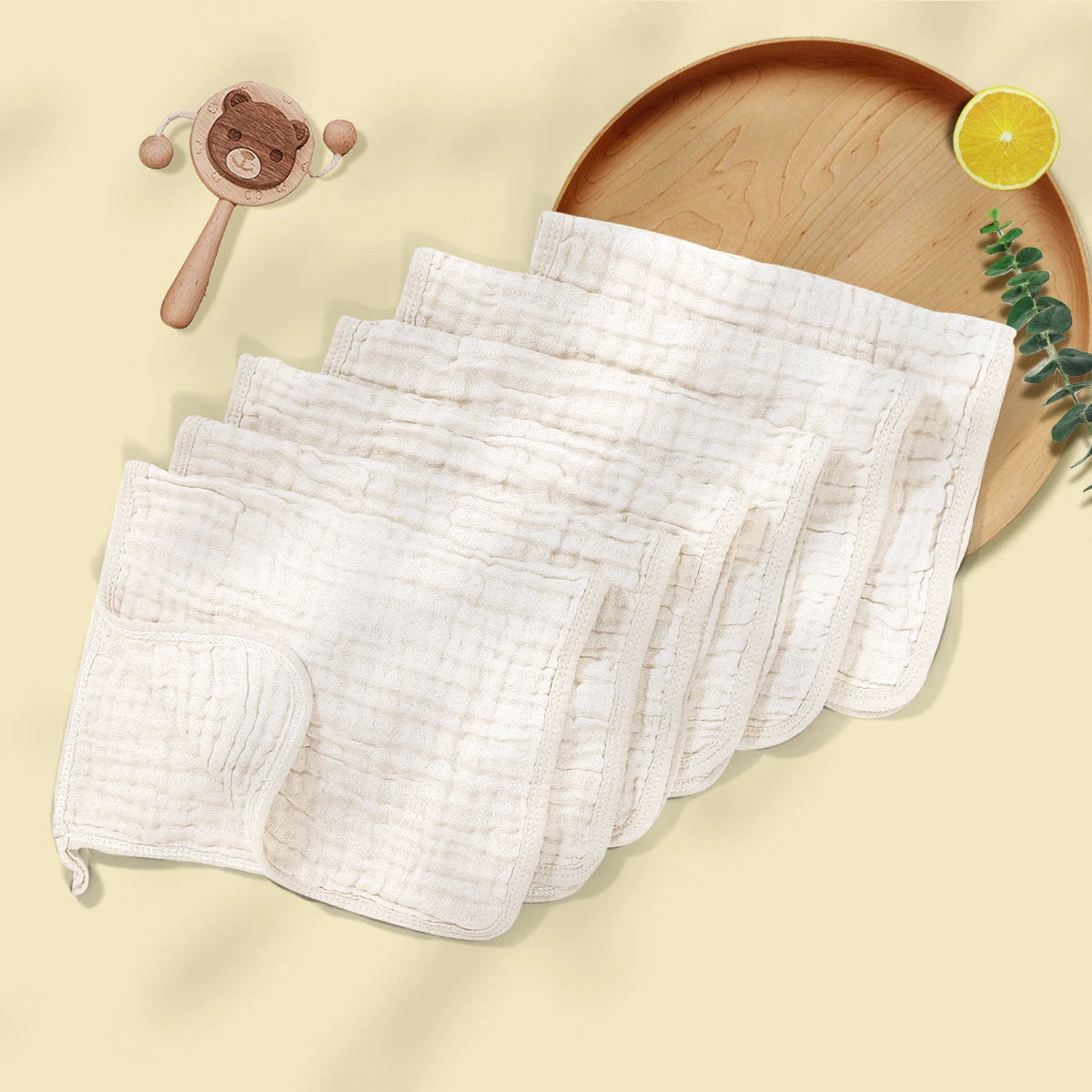 6-Pack 100% Cotton Baby Washcloths – Soft Newborn Face Towels