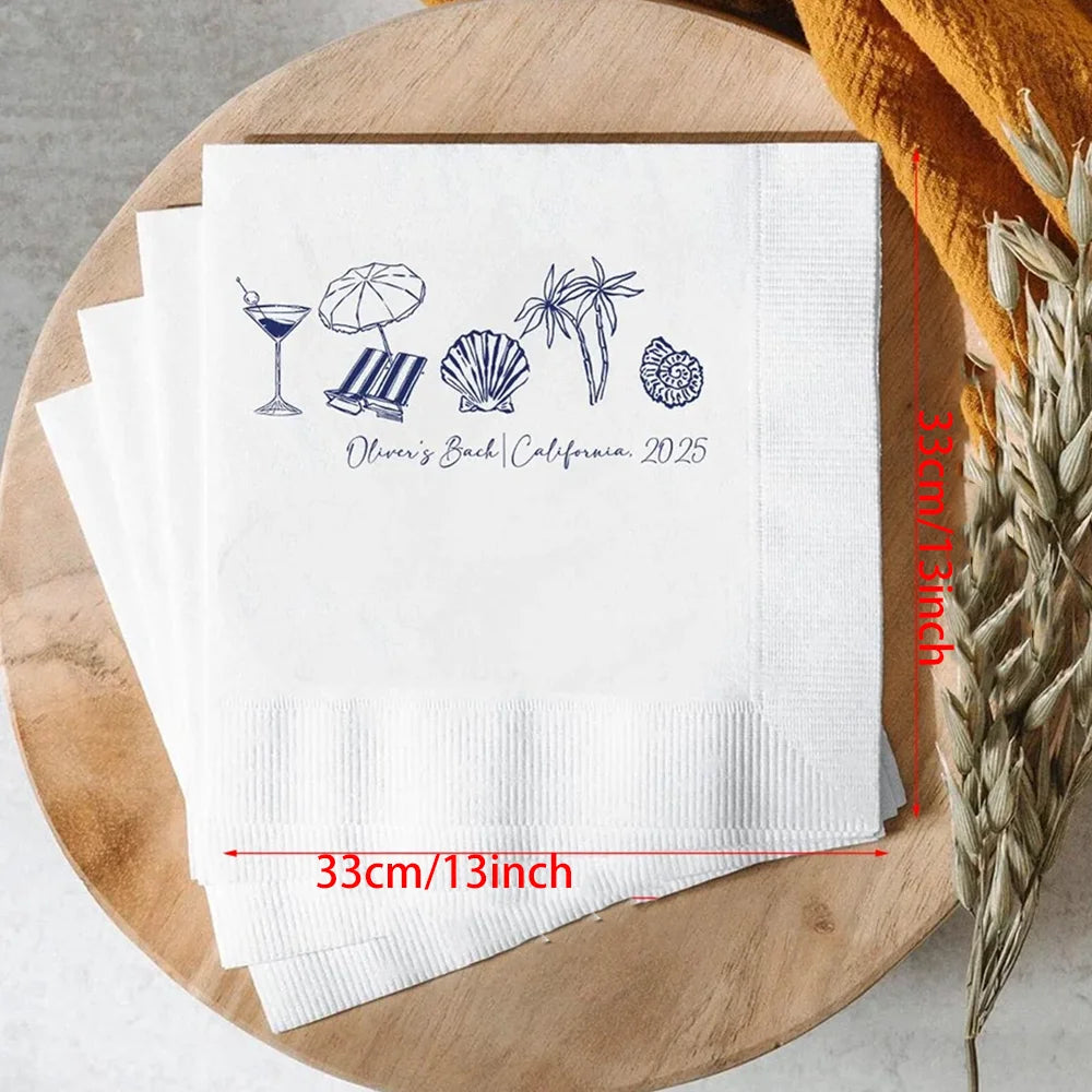 Last Toast on the Coast Custom Napkins | 20Pcs Bachelorette Custom Party Napkins Peaceful Pleasures Health and Wellness