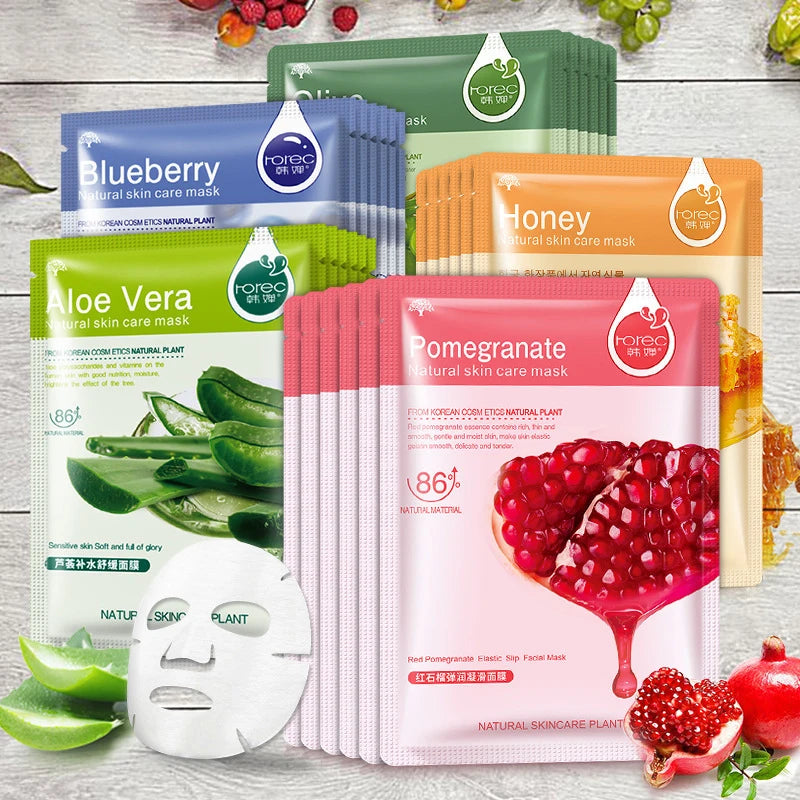 BIOAOUA 30pc Korean Fruit Face Masks – Hydrating & Firming