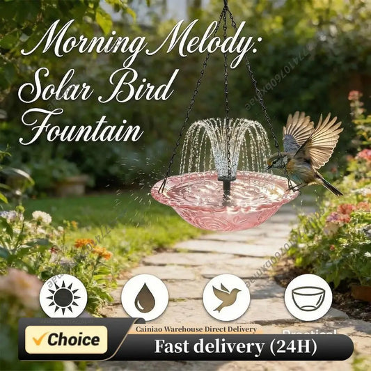 Solar Fountain Hanging Bird Bath Wildlife Feeder Outdoor Hanging Bird Bath with Solar Fountain for Outdoors Garden Patio Decor Peaceful Pleasures Health and Wellness