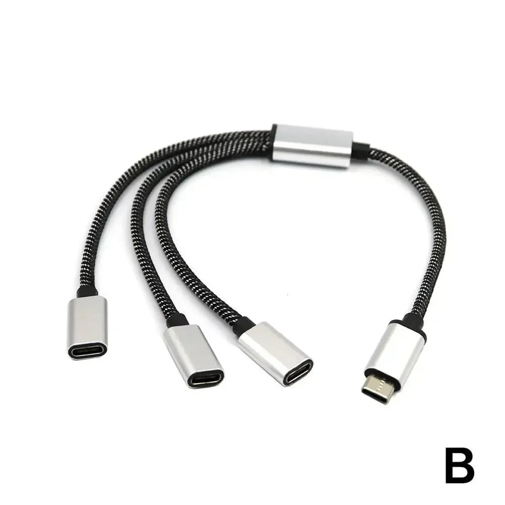 3-in-1 USB-C Hub Splitter | OTG Data Transfer & Charging