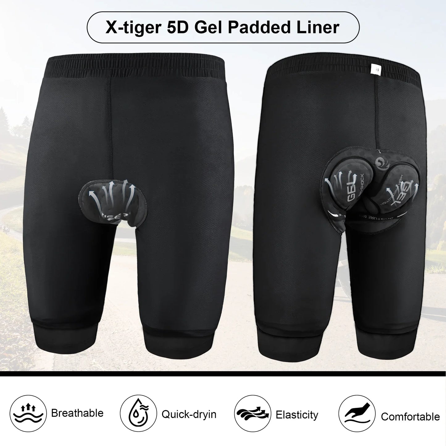 X-TIGER Men's MTB Cycling Shorts with 5D Silicone Pad | S–3XL