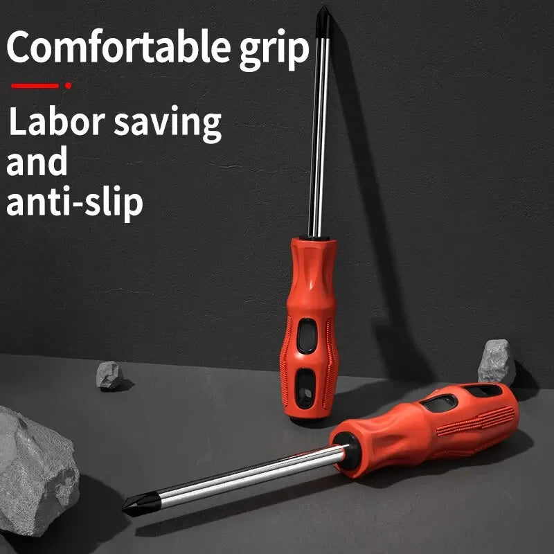 2Pcs Multifunctional Magnetic Screwdriver Flat Head Cross Screwdriver Anti Slip Basic Manual Screw Drive Tool Household Peaceful Pleasures Health and Wellness