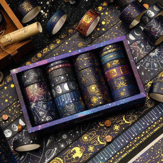 Bview Art Galaxy Washi Tape 20 Rolls Cute Starry Scrapbooking Peaceful Pleasures Health and Wellness 20-roll