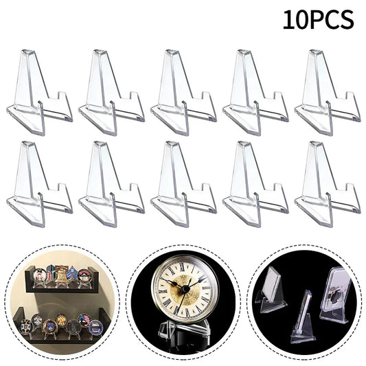 10pcs Transparent Acrylic Commemorative Coin Display Stands Triangle Challenge Coin Capsule Holders for Collectibles Peaceful Pleasures Health and Wellness