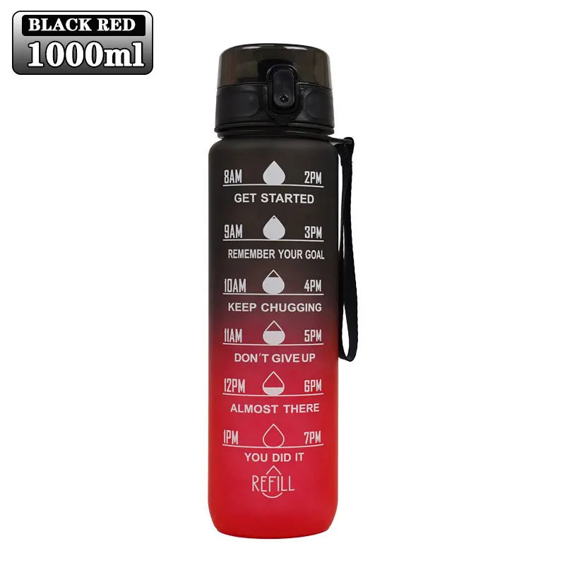900ml BPA-Free Gradient Sports Water Bottle with Straw & Time Scale