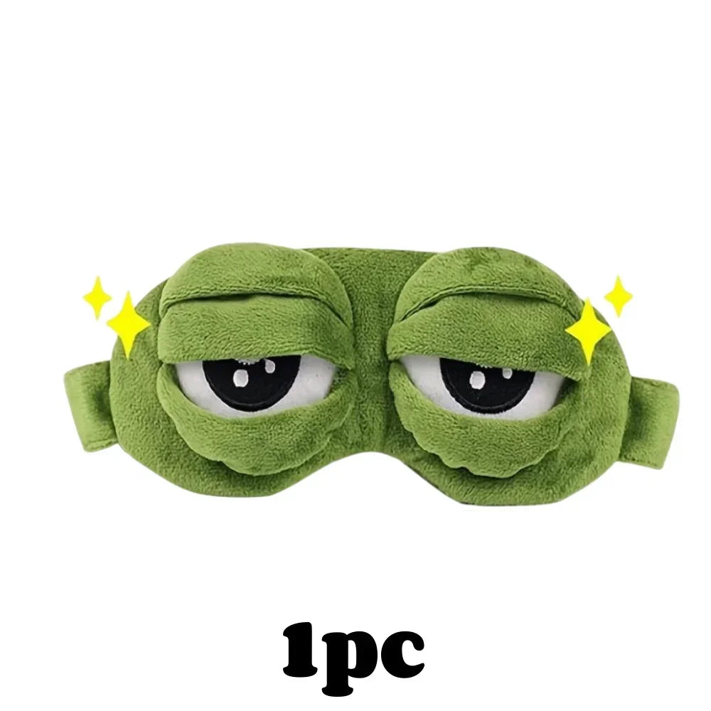 3D Cartoon Frog Sleep Mask – Soft Cotton Blindfold for Travel