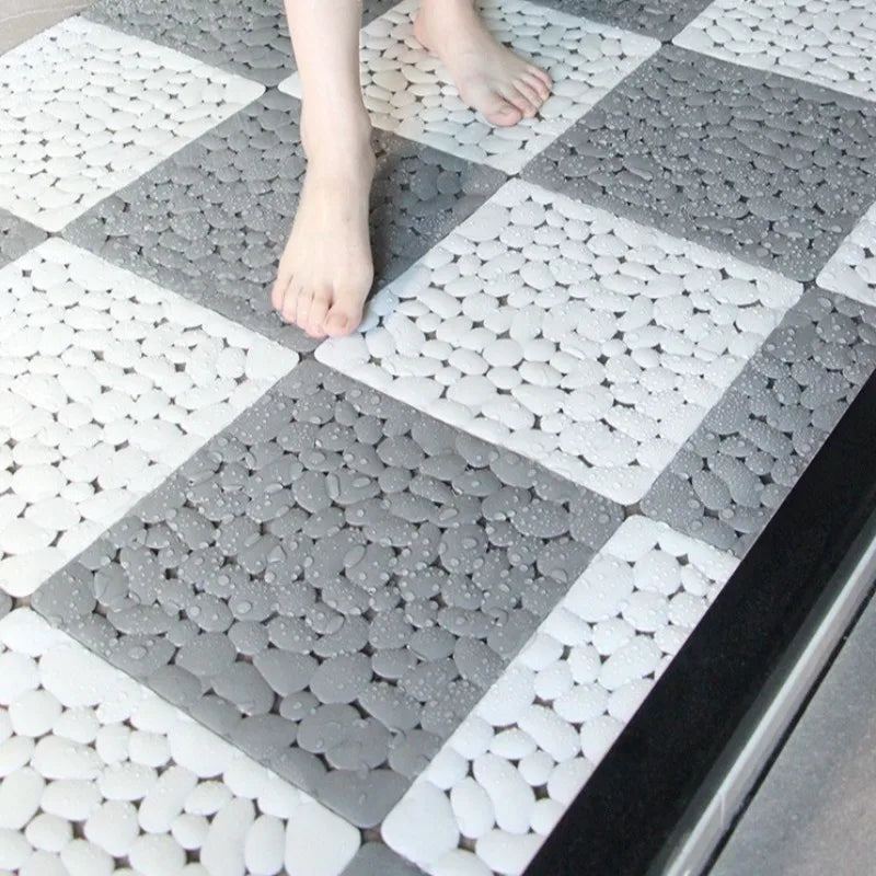 Non-Slip Pebble Bath Mat 30×30cm | Waterproof Splicing Shower Pad