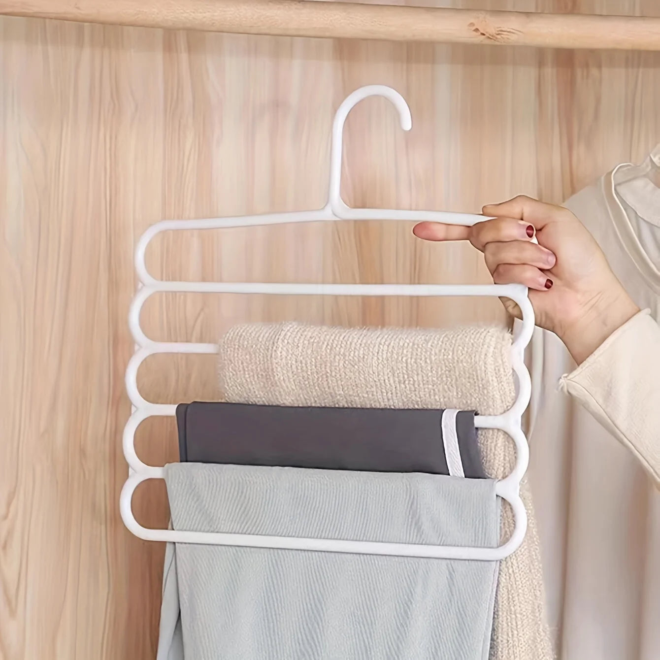 Multi-Layer Pants Rack - Space-Saving, Anti-Slip, and Adjustable Design for Organizing Clothes, Scarves, and Accessories hangers Peaceful Pleasures Health and Wellness