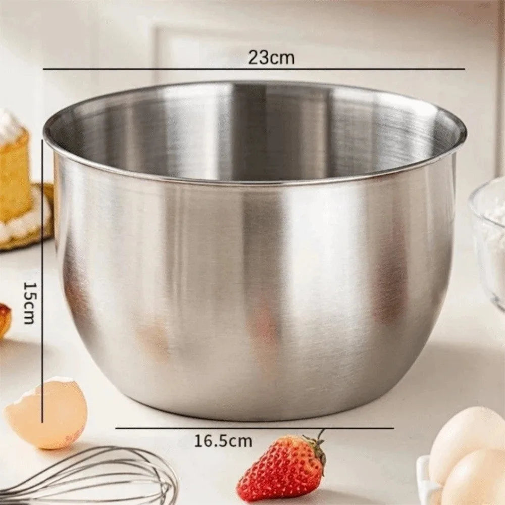 Stainless Steel Mixing Bowl Household Deep Design Salad Egg Beating Basin Splash Proof Bread Cake Fruit Container Peaceful Pleasures Health and Wellness