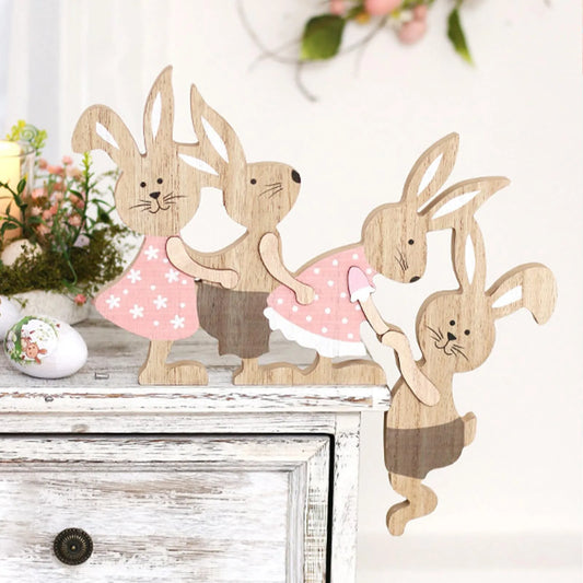 Easter Painted Bunny Wooden Seesaw Ornament | Home Décor Easter Wood Ornament Peaceful Pleasures Health and Wellness
