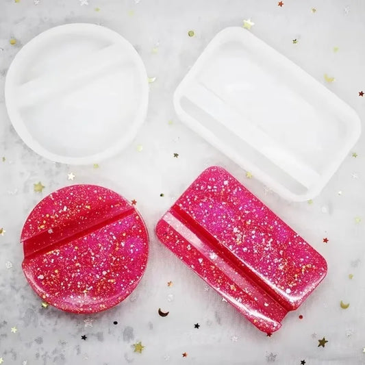 Creative Circular Square Phone Holder Silicone Mold DIY Handmade Peaceful Pleasures Health and Wellness