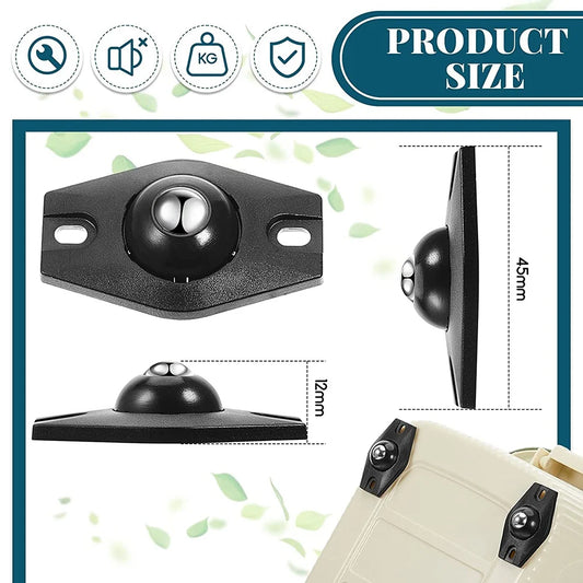 A36T-8 Pieces Self Adhesive Caster Wheels Mini Swivel Wheels 360 Degree Rotation Sticky Pulley With Ball Bearings Peaceful Pleasures Health and Wellness Black
