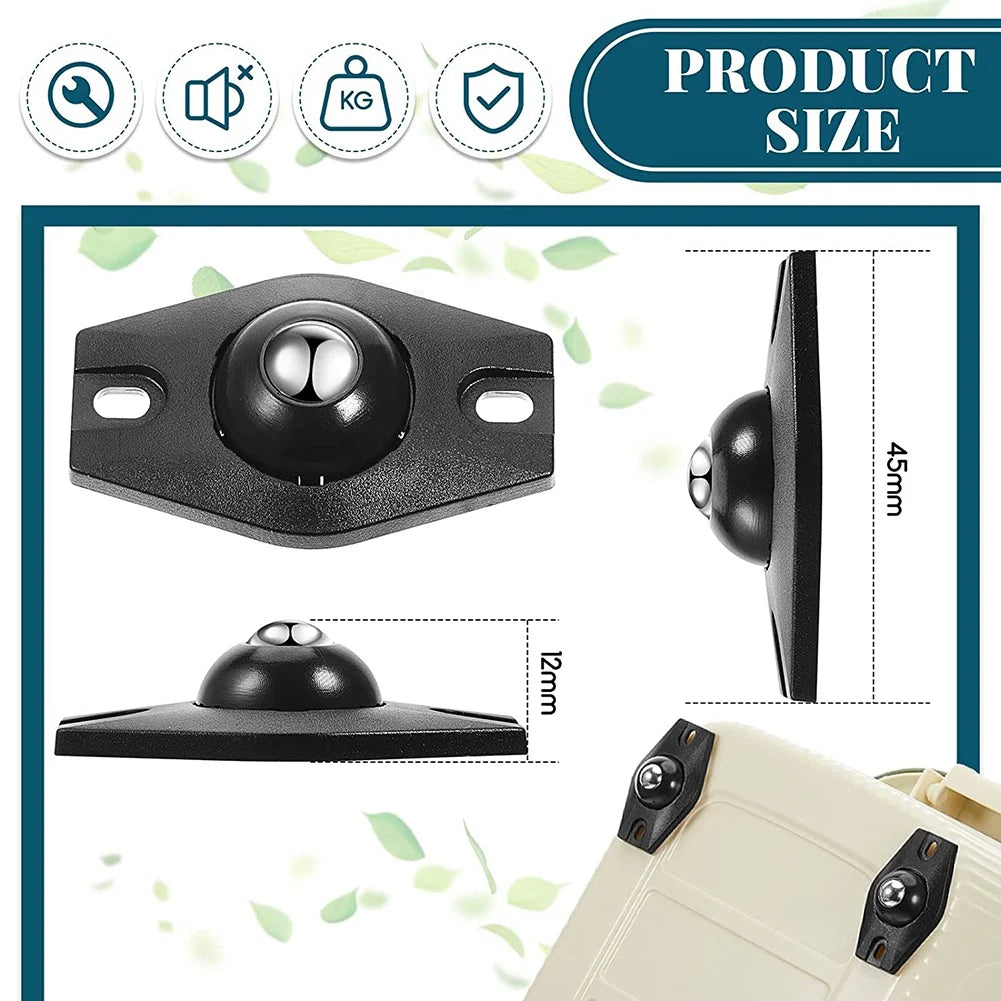 A36T-8 Pieces Self Adhesive Caster Wheels Mini Swivel Wheels 360 Degree Rotation Sticky Pulley With Ball Bearings Peaceful Pleasures Health and Wellness Black