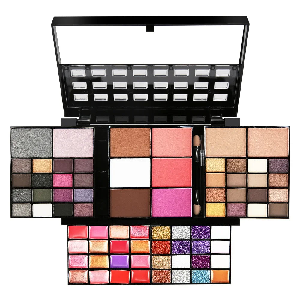 74-Color Professional Makeup Kit – Eyeshadow, Lip Gloss & Blush
